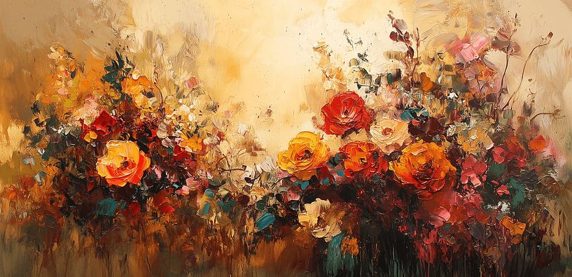 Symfonie van kleuren: abstracte bloemenpracht van Artsy