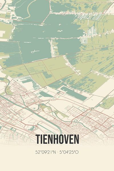 Vintage map of Tienhoven (Utrecht) by Prints of Place