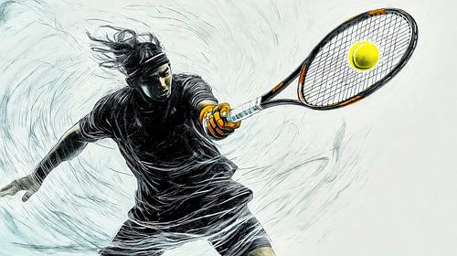 Dynamische tennisser met een krachtige forehand