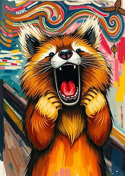 Roter Panda - Expressionistischer Schrei Surrealismus von MIROKKU