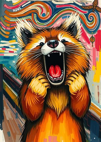 Roter Panda - Expressionistischer Schrei Surrealismus von MIROKKU