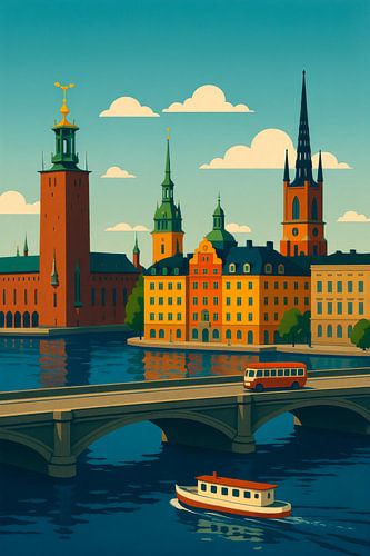 Affiche de voyage de Stockholm sur Taudalpoi