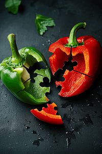 Lassen Sie sich von der süßen Wärme und knackigen Frische von rotem und grünem Paprika verführen