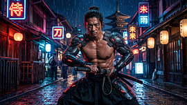 Cyberpunk-Samurai in Japan von my pixel art
