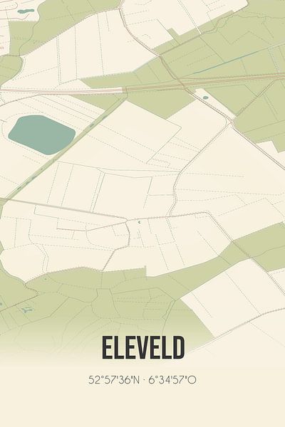 Carte ancienne d'Eleveld (Drenthe) par Affiches de lieux