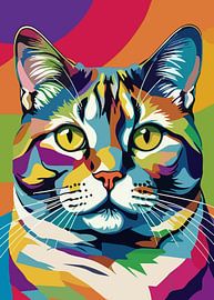 British Shorthair Cat Pop Art Style