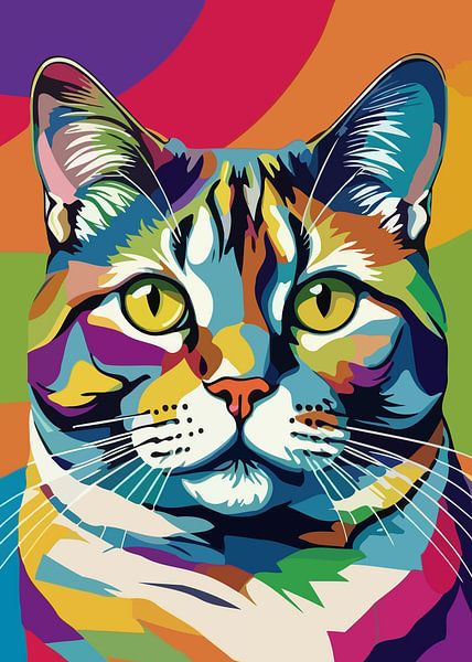 Brits Korthaar Kat Pop Art Stijl van MIROKKU