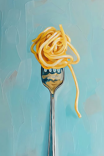Spaghetti op een vork