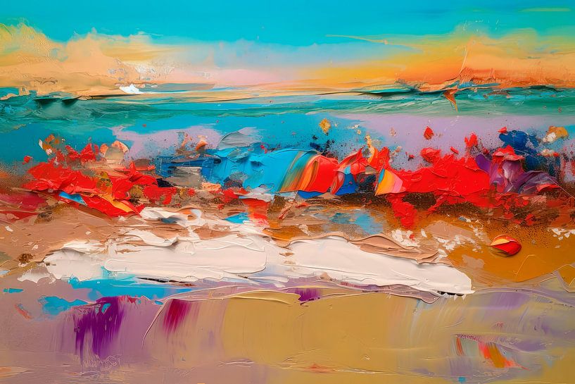 Abstract Kunstwerk van een Zomerse Dag aan de Kust van Maarten Knops