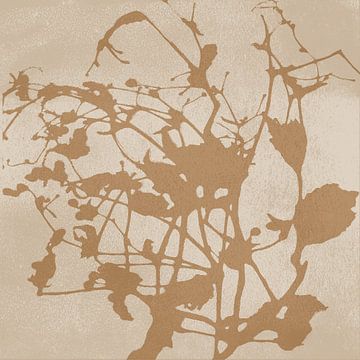 Minimalistische wabi-sabi botanische kunst in zand, wit, oker