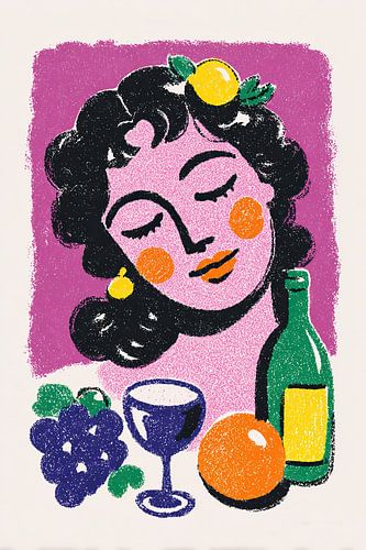 Vrouw Druiven | Woman with Fruit and Wine van OMG Art