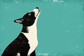 Minimalist illustration of a dog in colour by Art & Soul Creations