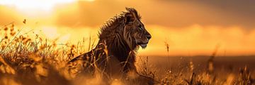 Panorama d'un lion sur Digitale Schilderijen