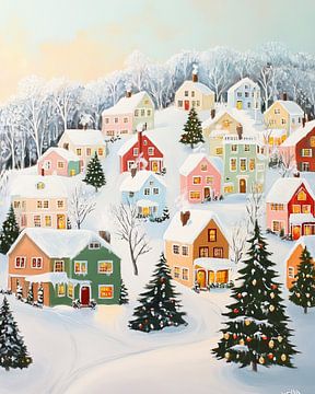 Bunte Häuser Winterwunderland