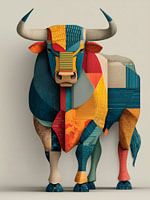 Stier Sternzeichen - Bunte Geometrische Stier Art