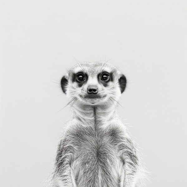 Suricate curieux - Photographie en noir et blanc pour les passionnés d'animaux sauvages par Poster Art Shop