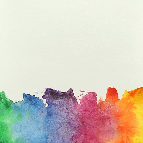 Verf vlek in regenboog kleuren (vrolijk abstract aquarel behang vlag lhtbi kinderkamer spetters)