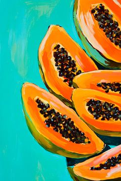 Papayaplezier in felle kleuren van Poster Art Shop
