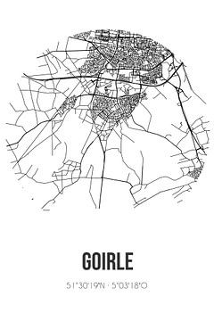 Goirle (Noord-Brabant) | Landkaart | Zwart-wit van MijnStadsPoster