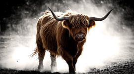 Dynamische wanddecoratie met hooglandkoeien: indrukwekkende foto’s van wilde runderen