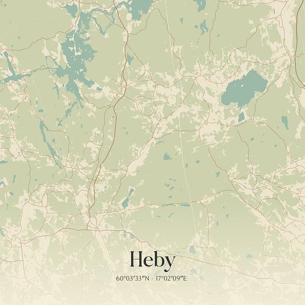 Vintage map of Heby, Sweden. by Prints of Place