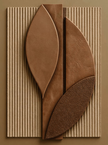 Relief botanique abstrait dans des tons chauds de cuir et de bois