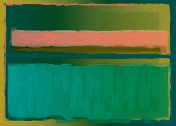 Abstract schilderij groen en oranje van Rietje Bulthuis
