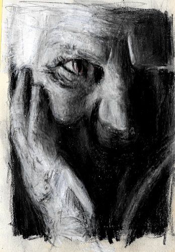 WOMAN OLD BLACK WHITE