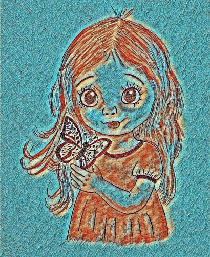 Fille avec papillon (dessin)