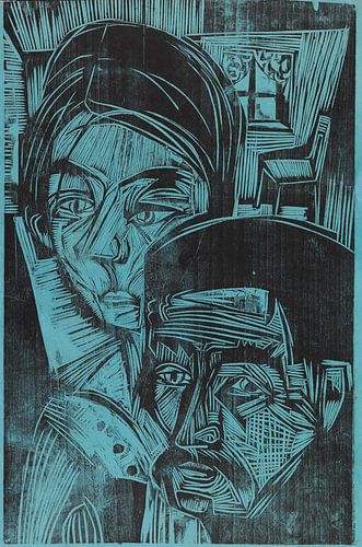 Boerenpaar in de hut (Andres en Annamargret Müller), ERNST LUDWIG KIRCHNER, 1919