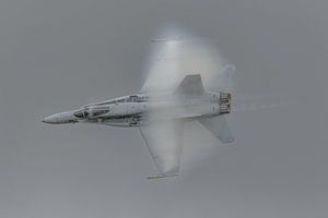 Passage à grande vitesse d'un F/A-18C Hornet lors d'un meeting aérien.