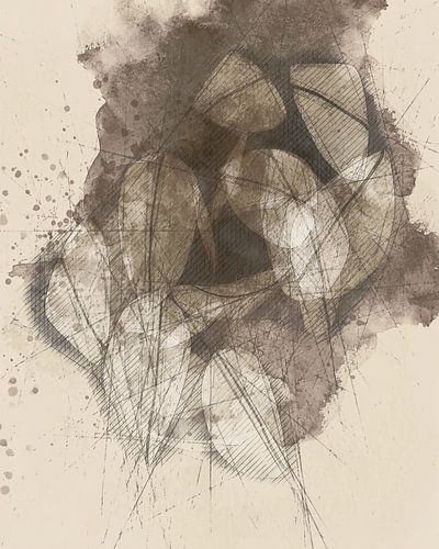 Sepia sketch with loose leaves