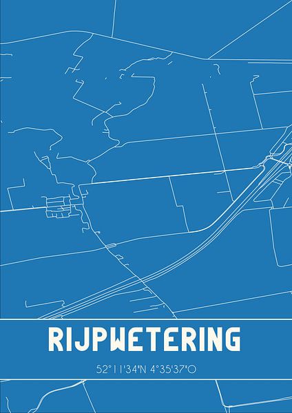 Blauwdruk | Landkaart | Rijpwetering (Zuid-Holland) van Stad & Wand