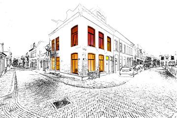 Leeuwarden Monnikemuur straat 3 art van Marcel Kieffer