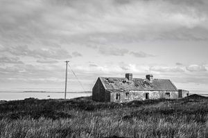 Old cottage on the coast of Ireland (B&W)