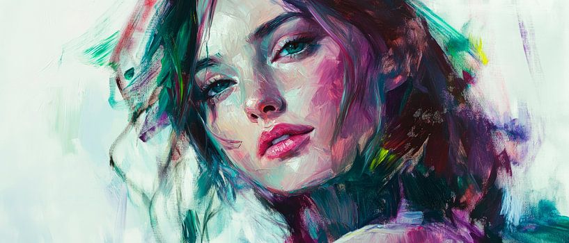 Stralend portret in levendige kleuren van Poster Art Shop