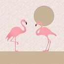 Twee roze flamingo's van Lida Bruinen thumbnail