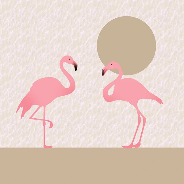 Twee roze flamingo's van Lida Bruinen