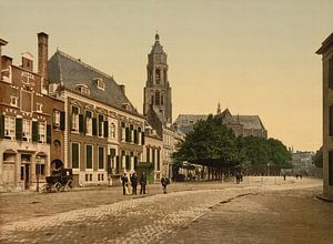 Großer Markt in Arnheim, altes Foto von 1890-1900