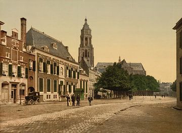Arnhem grote markt, vintage foto van 1890-1900 van Atelier Liesjes