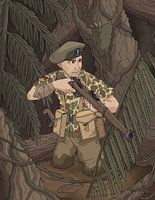 Knil soldaat in de indonesische jungle.