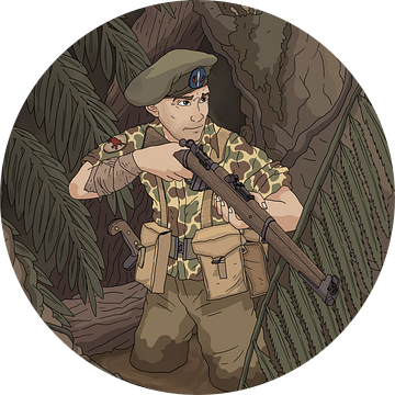 Knil soldaat in de indonesische jungle. van JJ ADX