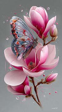 vlinder op bloem van Gelissen Artworks