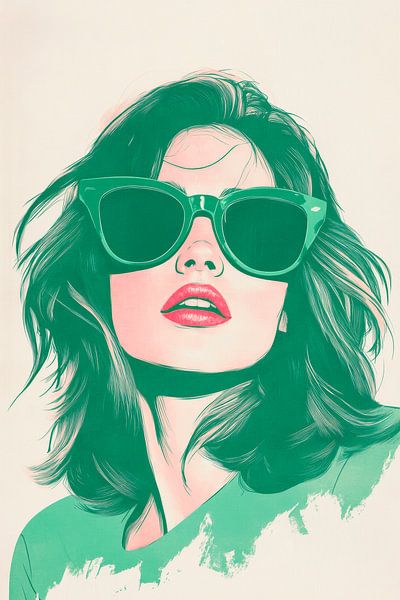 Élégance verte - Portrait cool par Poster Art Shop