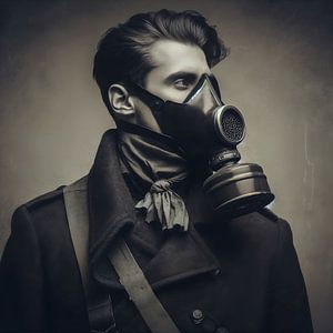 Portrait masculin historique avec masque à gaz