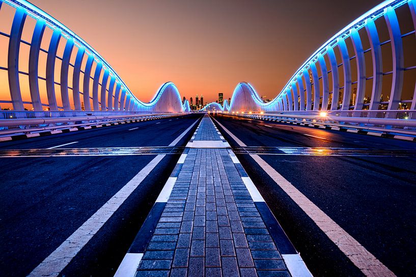 Beleuchtete Brücke Dubai von Michael Blankennagel