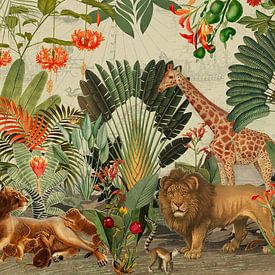 Afrikaanse safari van exotische dieren en planten van Floral Abstractions