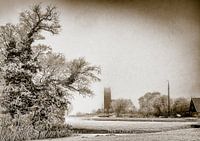 Winterlandschap Hichtum, Friesland, Nederland.