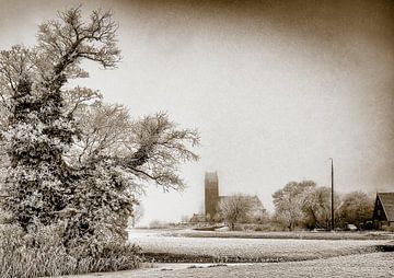 Winterlandschap Hichtum, Friesland, Nederland. van Jaap Bosma Fotografie