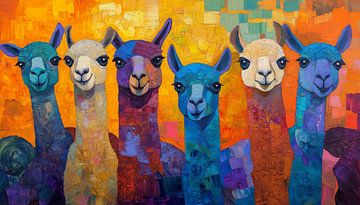Abstracte alpaca's kleurrijk panorama van TheXclusive Art
